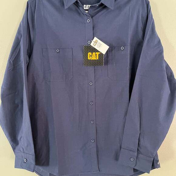Caterpillar Tops - CAT womens XL oxford shirt button navy blue durable nwt